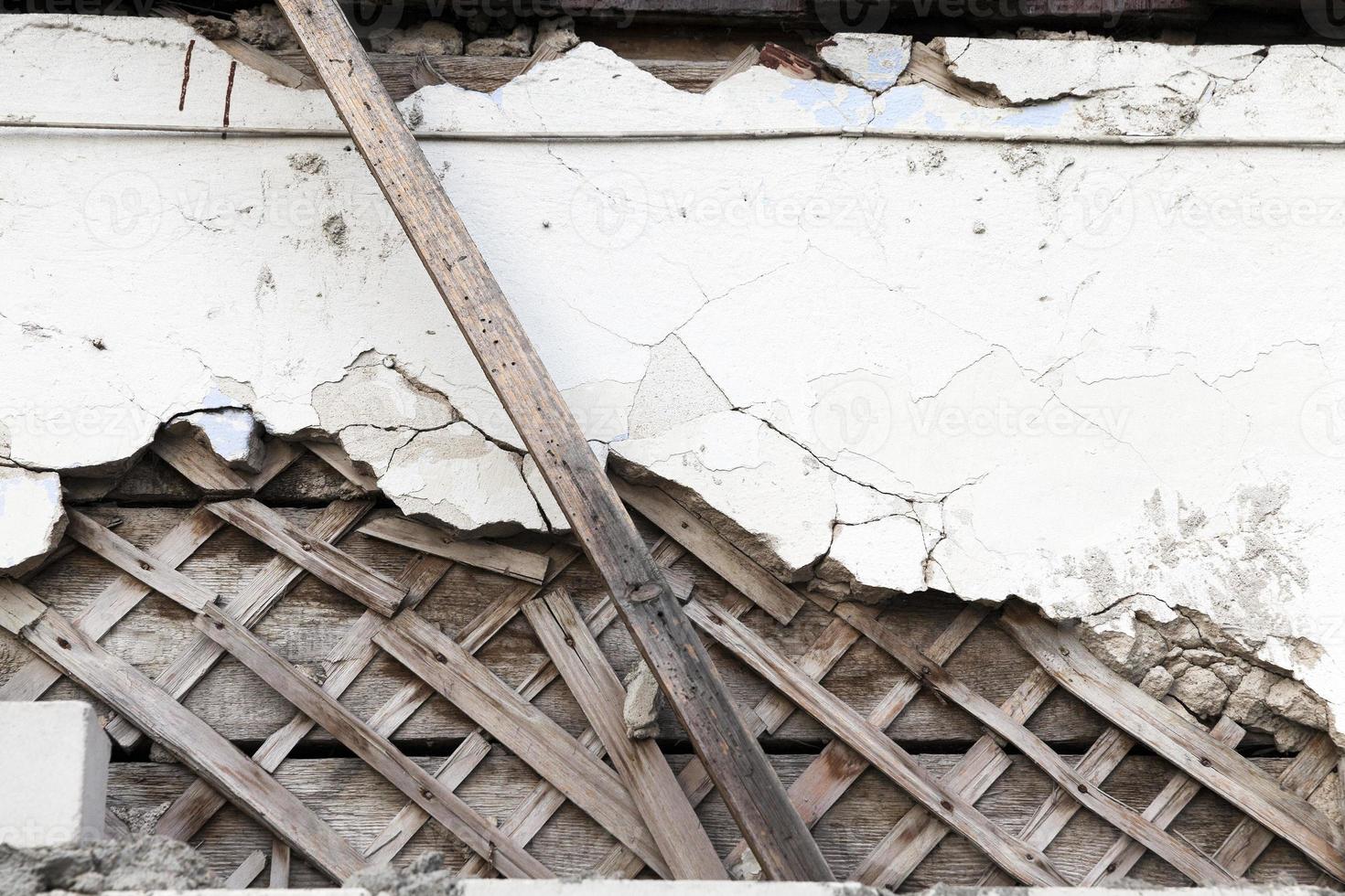 collapsing building, close-up photo