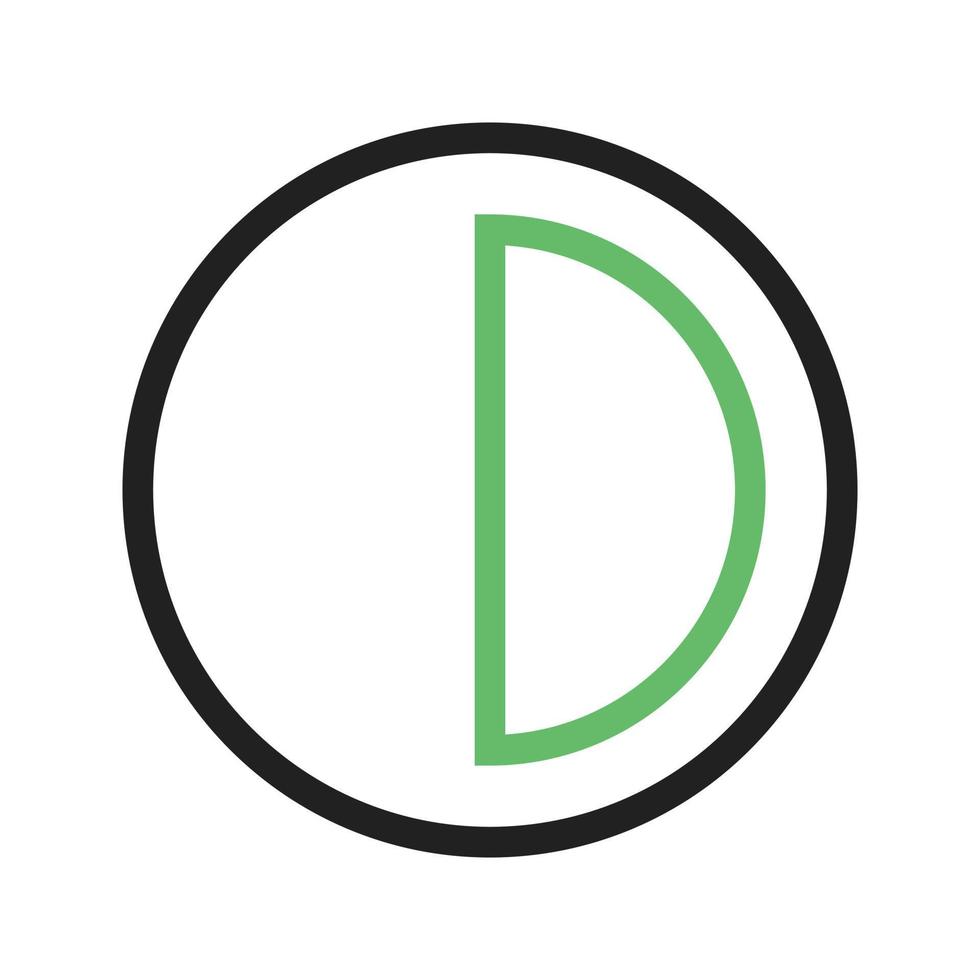 Half Pie Chart Line Green and Black Icon vector