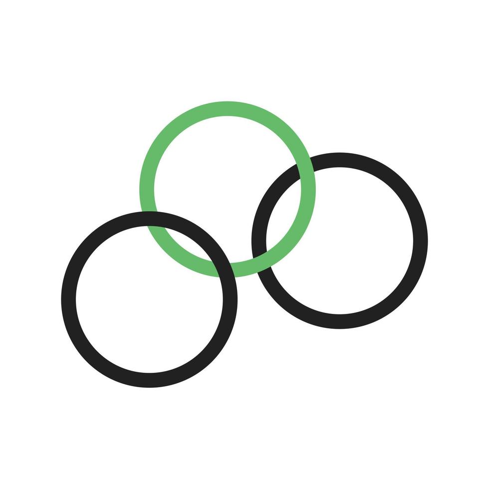 Venn Diagram Line Green and Black Icon vector