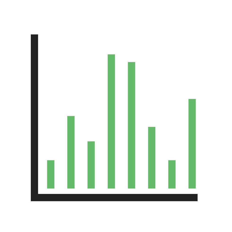 Column Chart Line Green and Black Icon vector