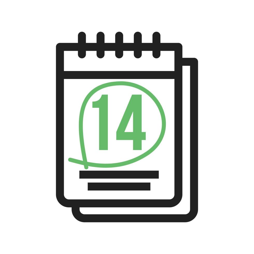 Marked Calendar Line Green and Black Icon vector