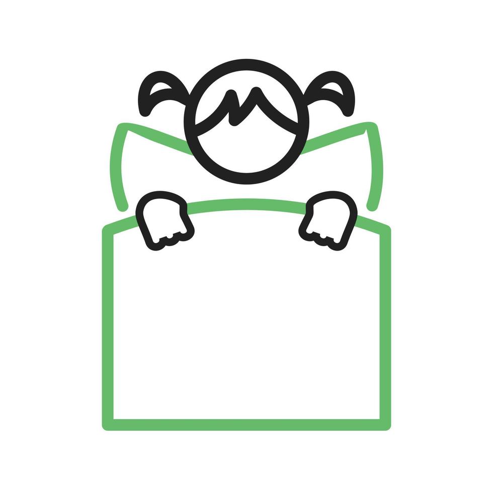 Lying in Bed Line Green and Black Icon vector