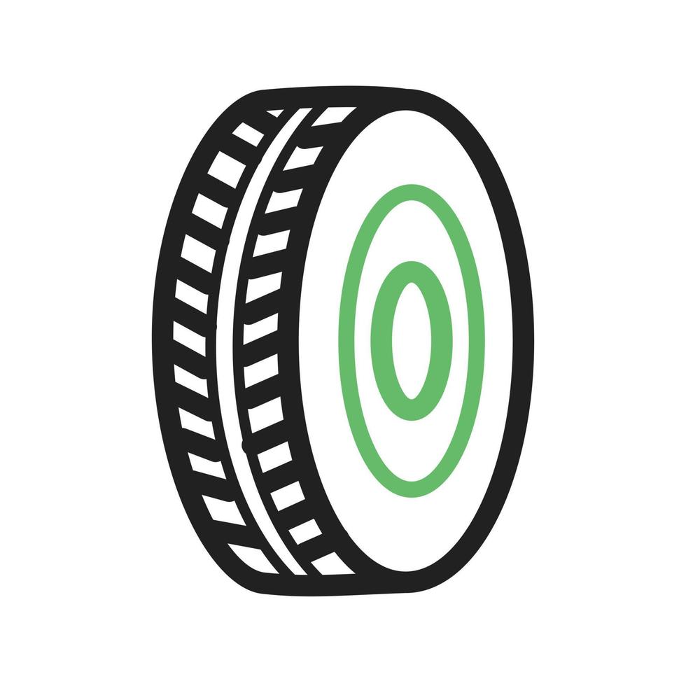 Tyre II Line Green and Black Icon vector