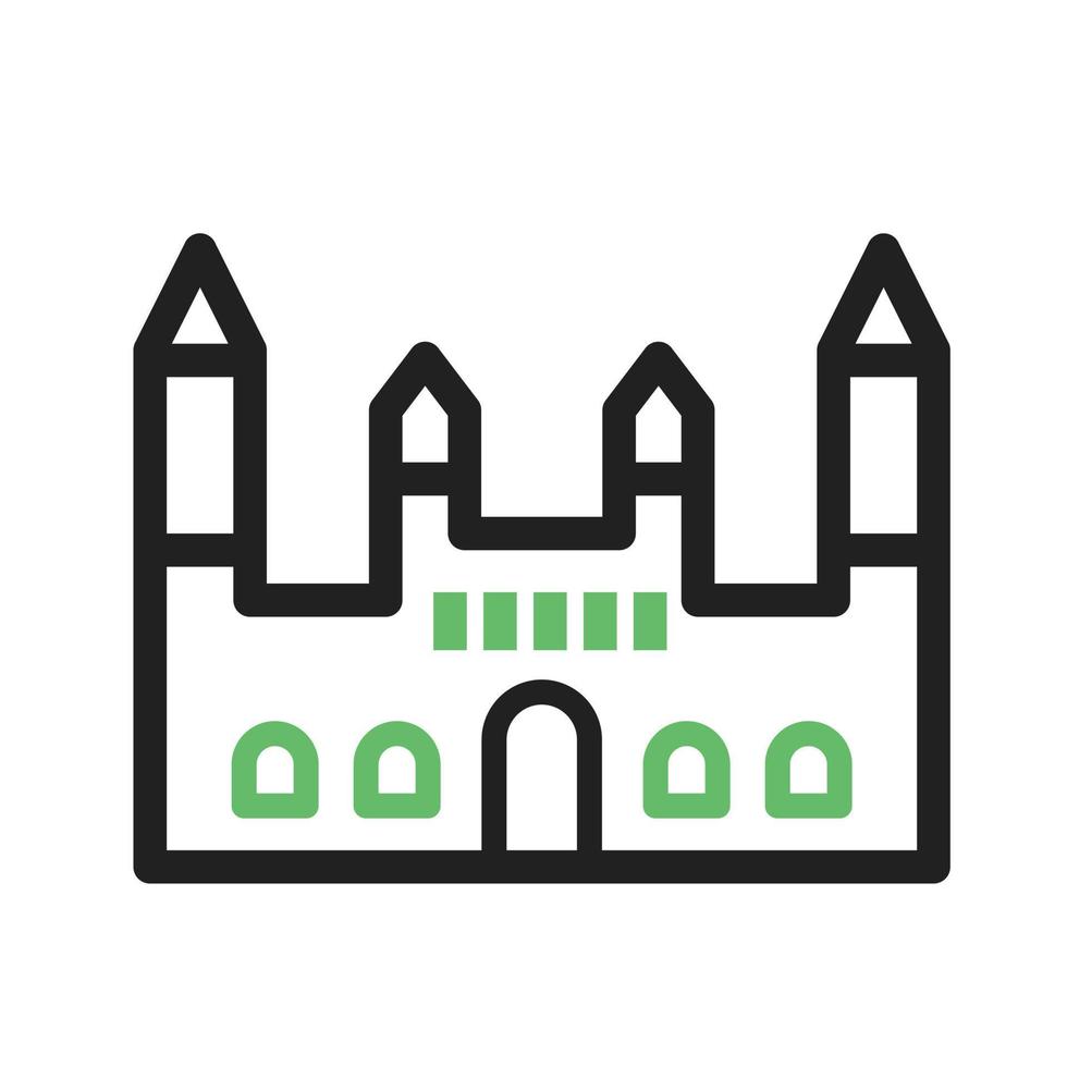 Castle Line Green and Black Icon vector