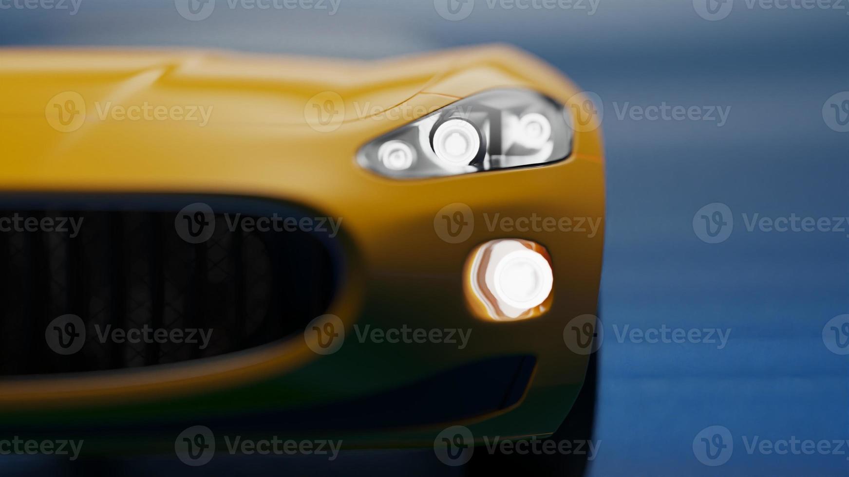 auto yellow. 3d illustration of fragments of vehicles on a blue uniform background. photo