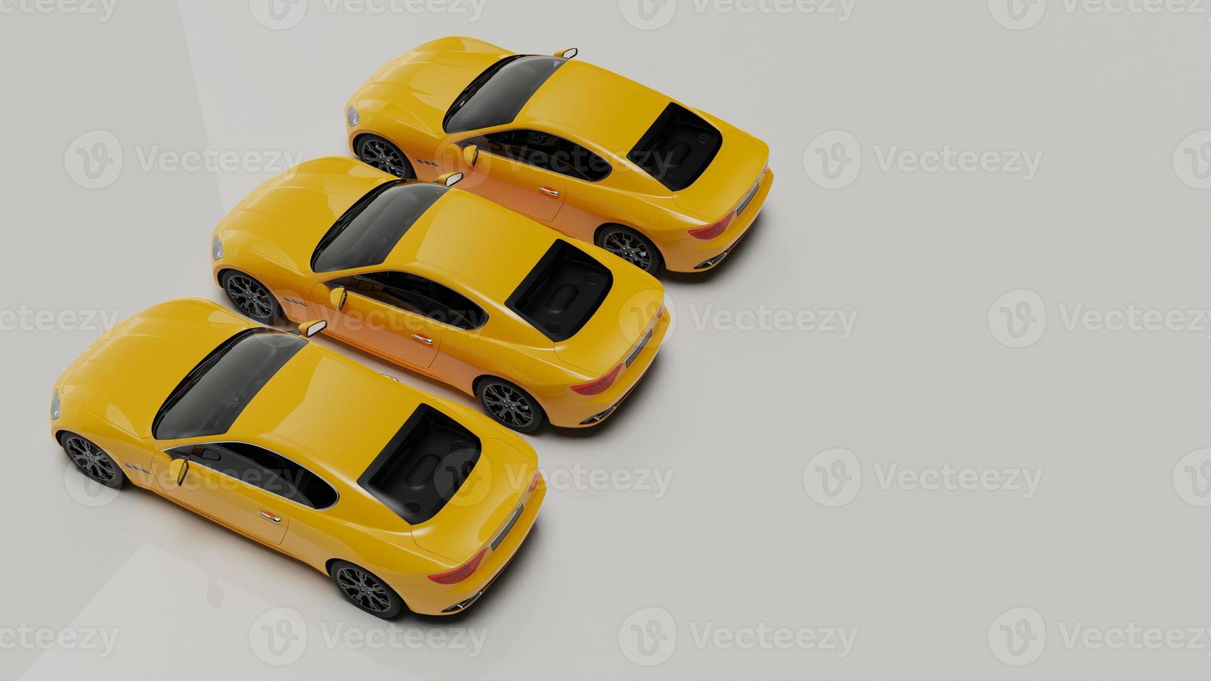 auto yellow. 3d illustration of fragments of vehicles on a white background. photo