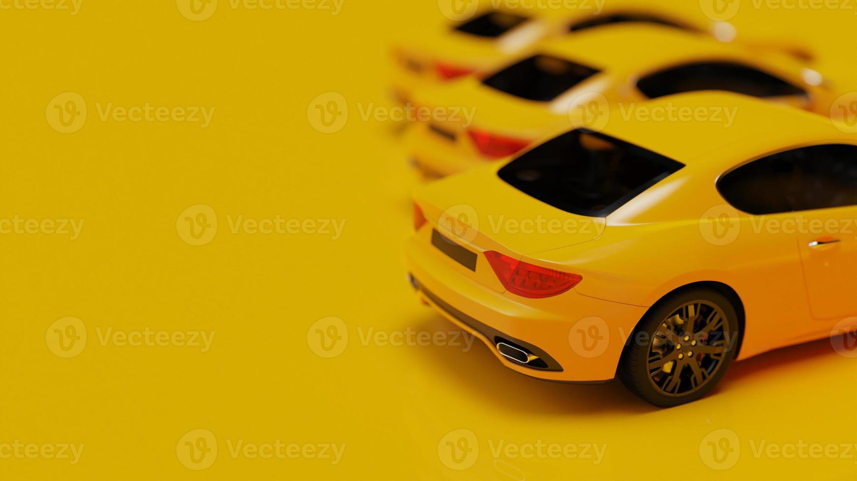 auto yellow. 3d illustration of fragments of vehicles on a white background. photo