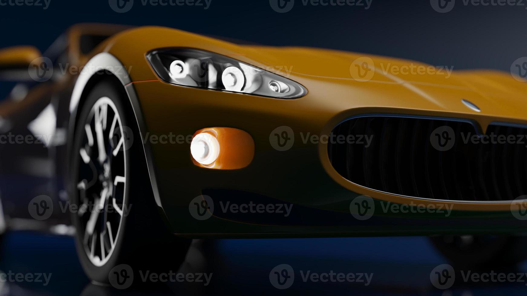 auto yellow. 3d illustration of fragments of vehicles on a blue uniform background. photo