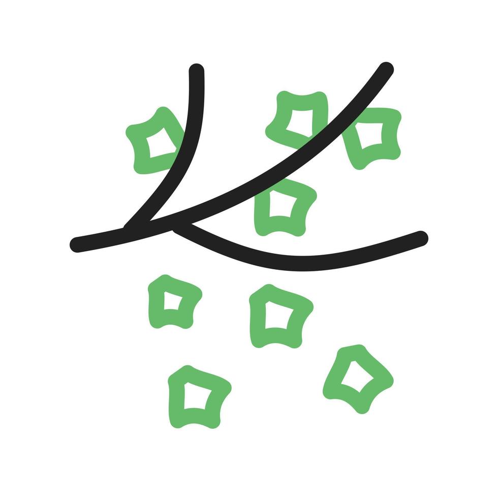 Falling Leaves Line Green and Black Icon vector