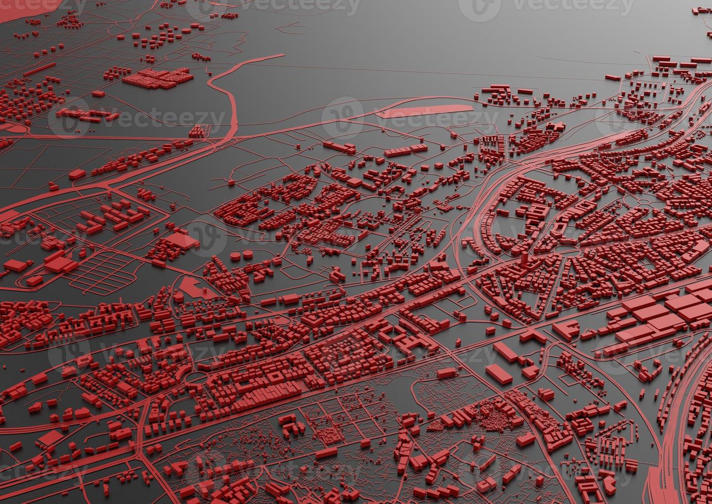 Big city . illustration in casual graphic cross-black design. fragments of Singapore 3d render photo