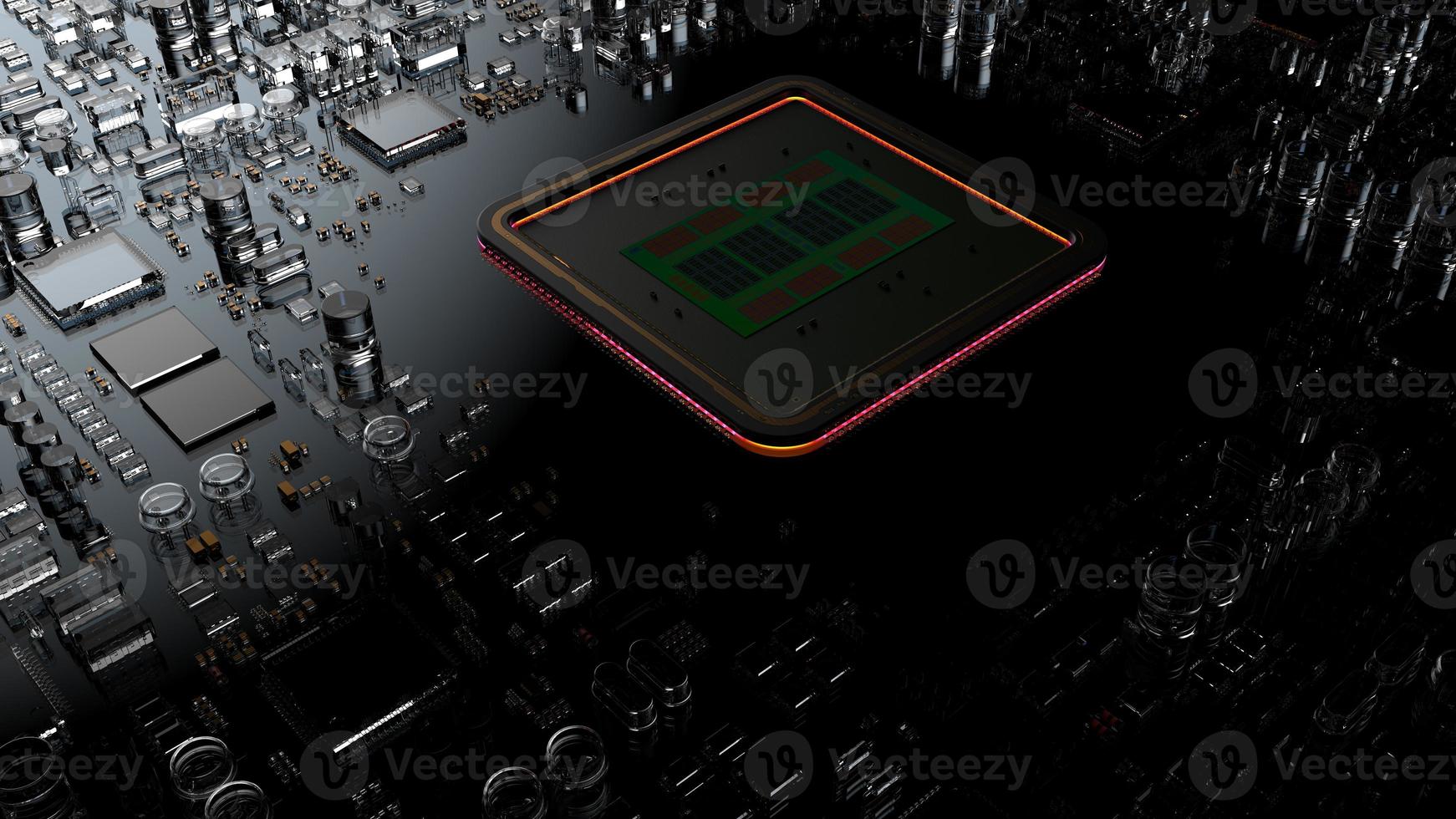 a fragment of computer hardware components. powerful cpu on a chip photo