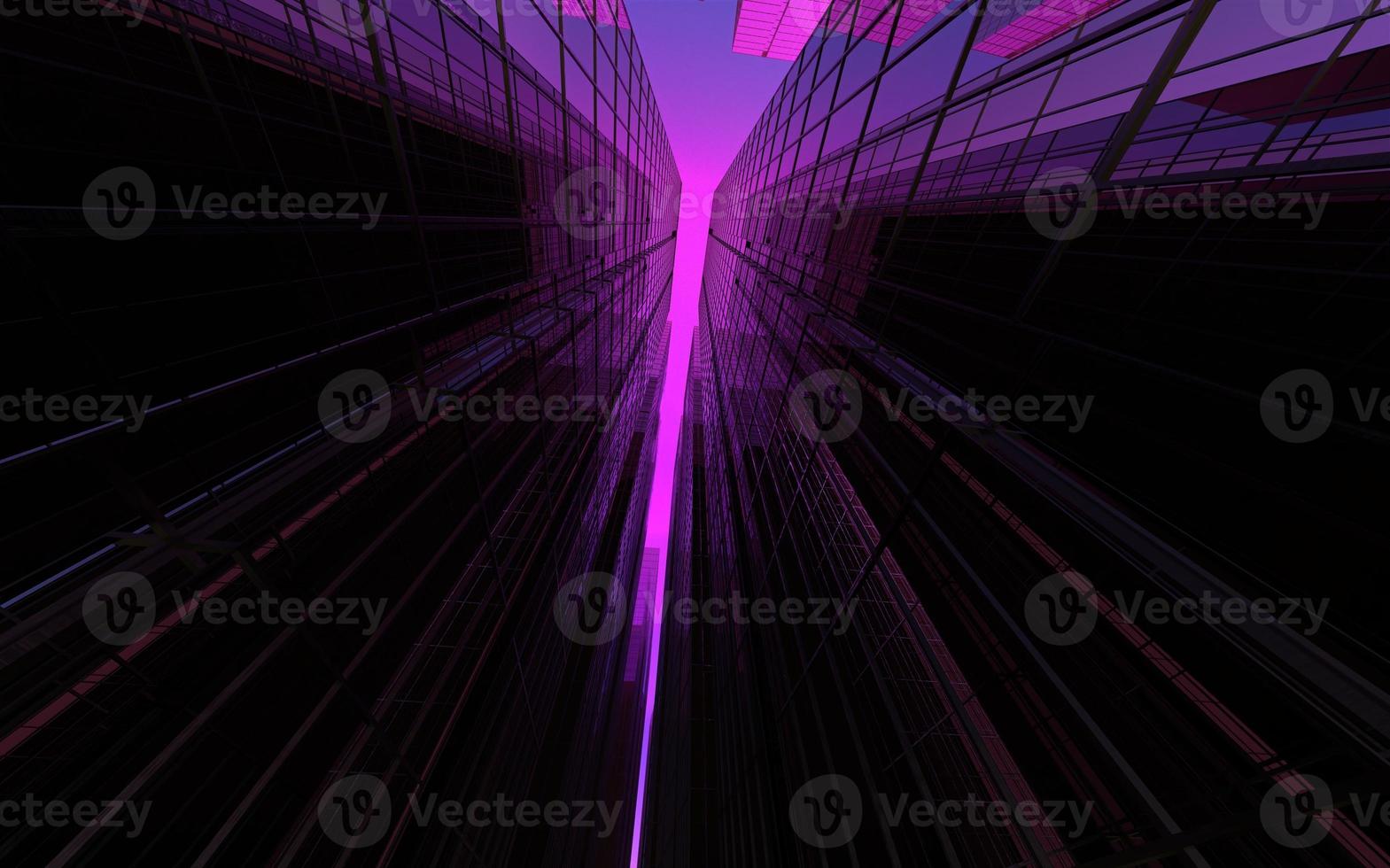 modern high-rise buildings against the sky. 3d illustration on the theme of business success and technology photo