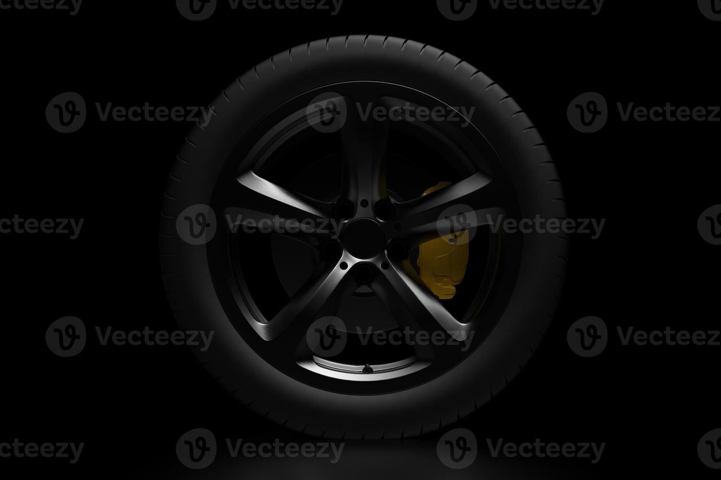 auto wheel with chrome disks close-up on a dark background. 3d render photo