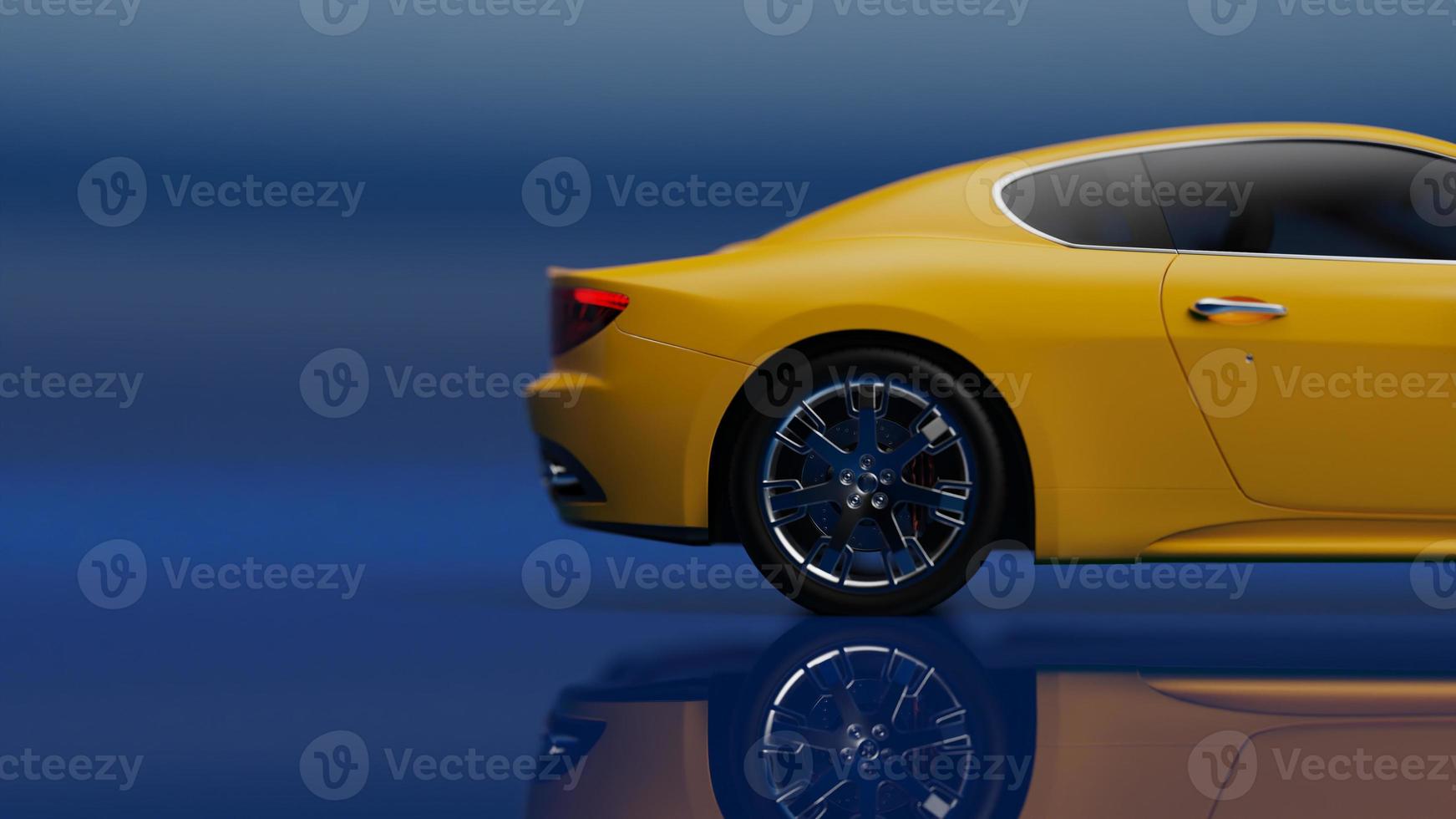 auto yellow. 3d illustration of fragments of vehicles on a blue uniform background. photo