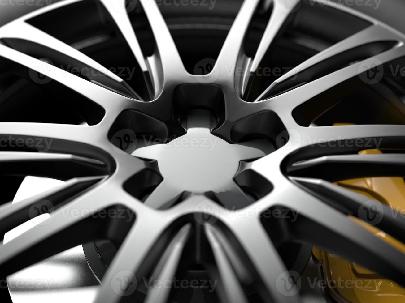 auto wheel with chrome disks close-up on a dark background. 3d render photo