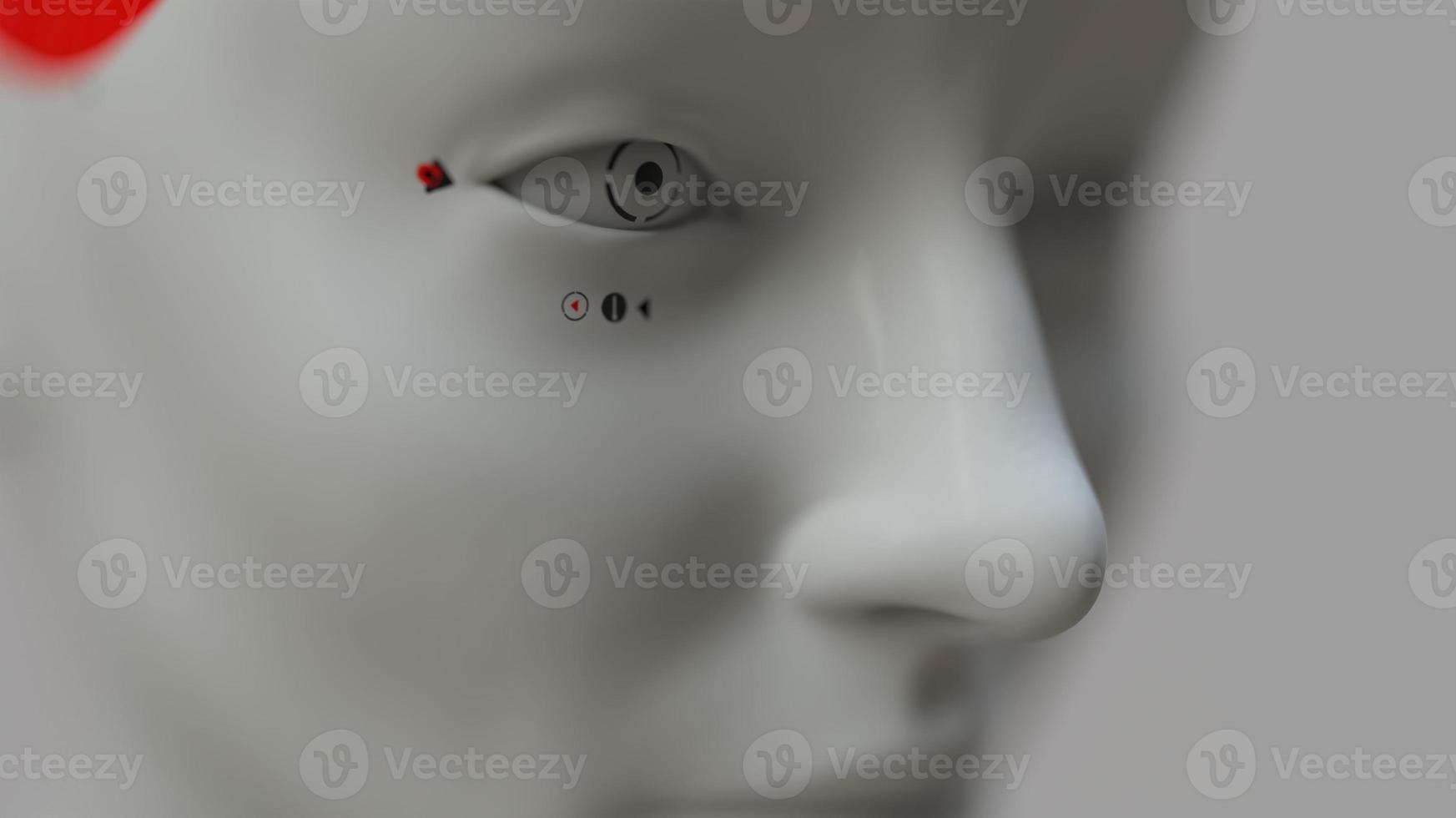 group of robots in female image standing in rows artificial intelligence and robotics concept photo