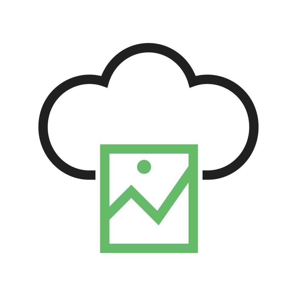 Images on Cloud Line Green and Black Icon vector