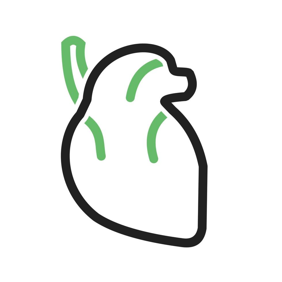 icono verde y negro de la línea del corazón vector