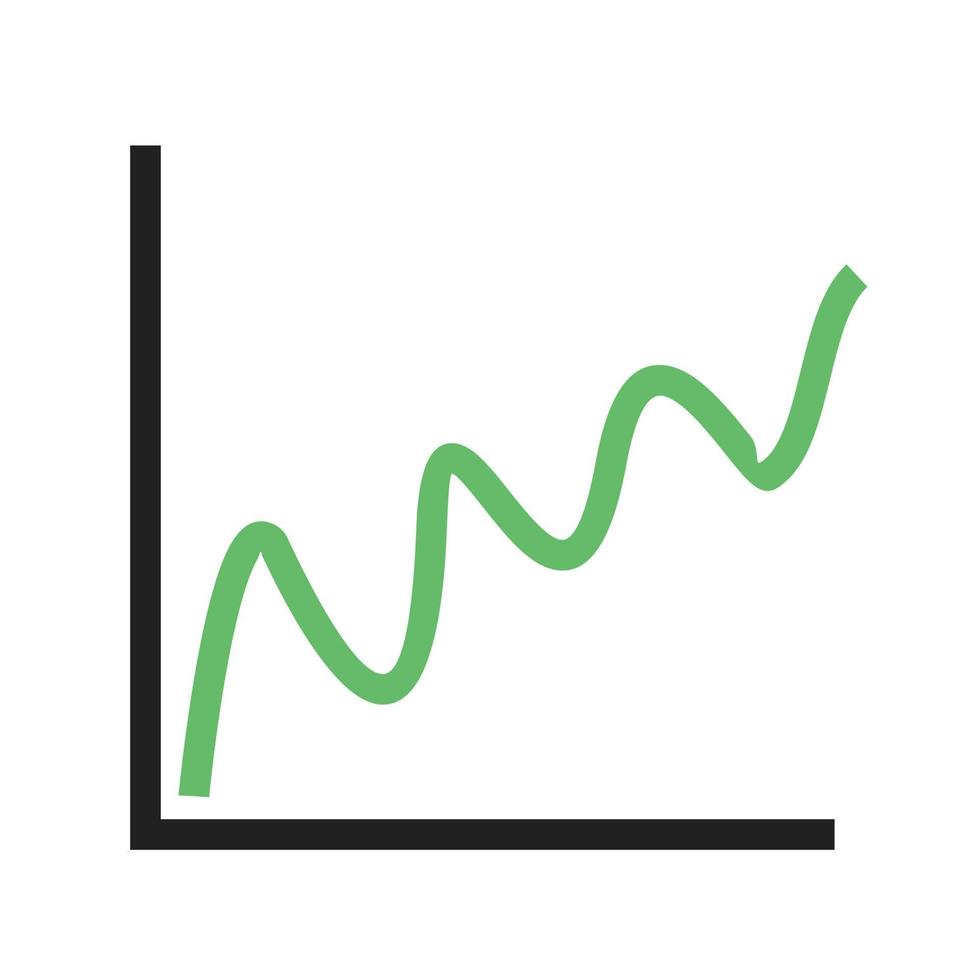 línea de gráfico en forma de campana icono verde y negro vector