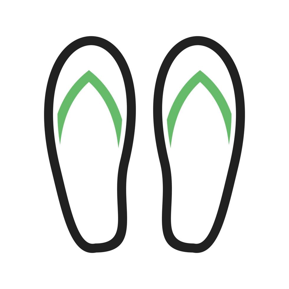 Slippers Line Green and Black Icon vector