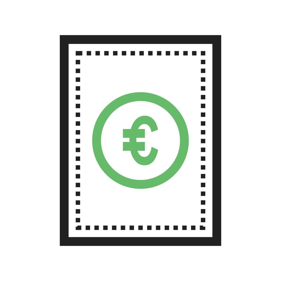 línea de billetes de euro icono verde y negro vector