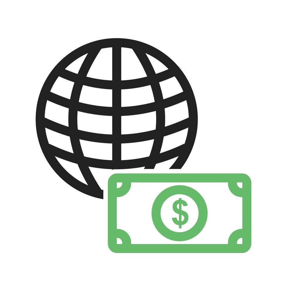 Global Cash Transfer Line Green and Black Icon vector