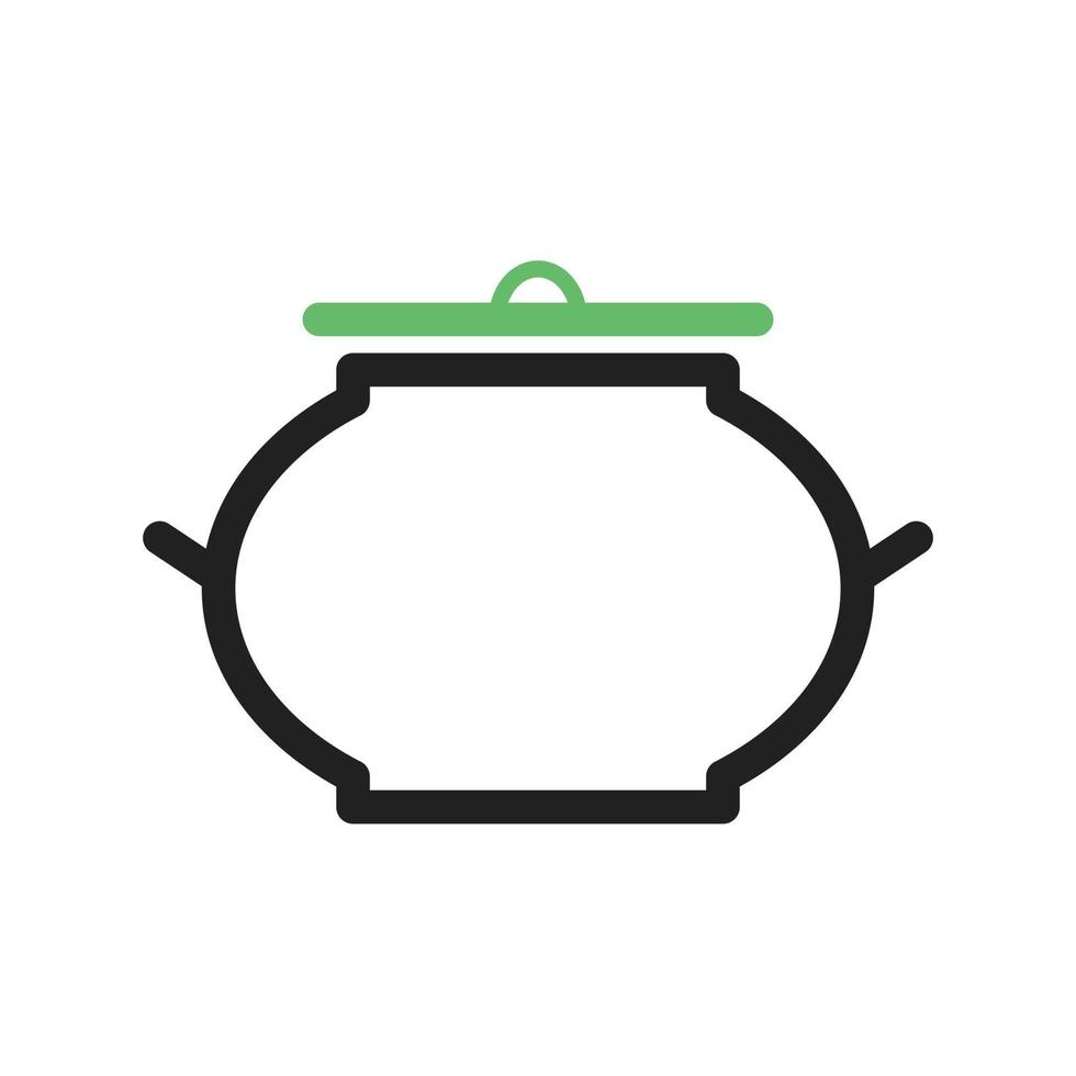 tazón de comida con línea de tapa icono verde y negro vector