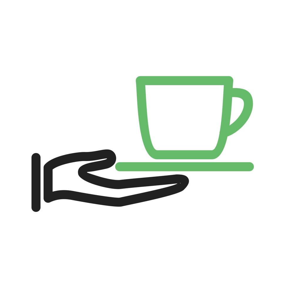 servir línea de té icono verde y negro vector