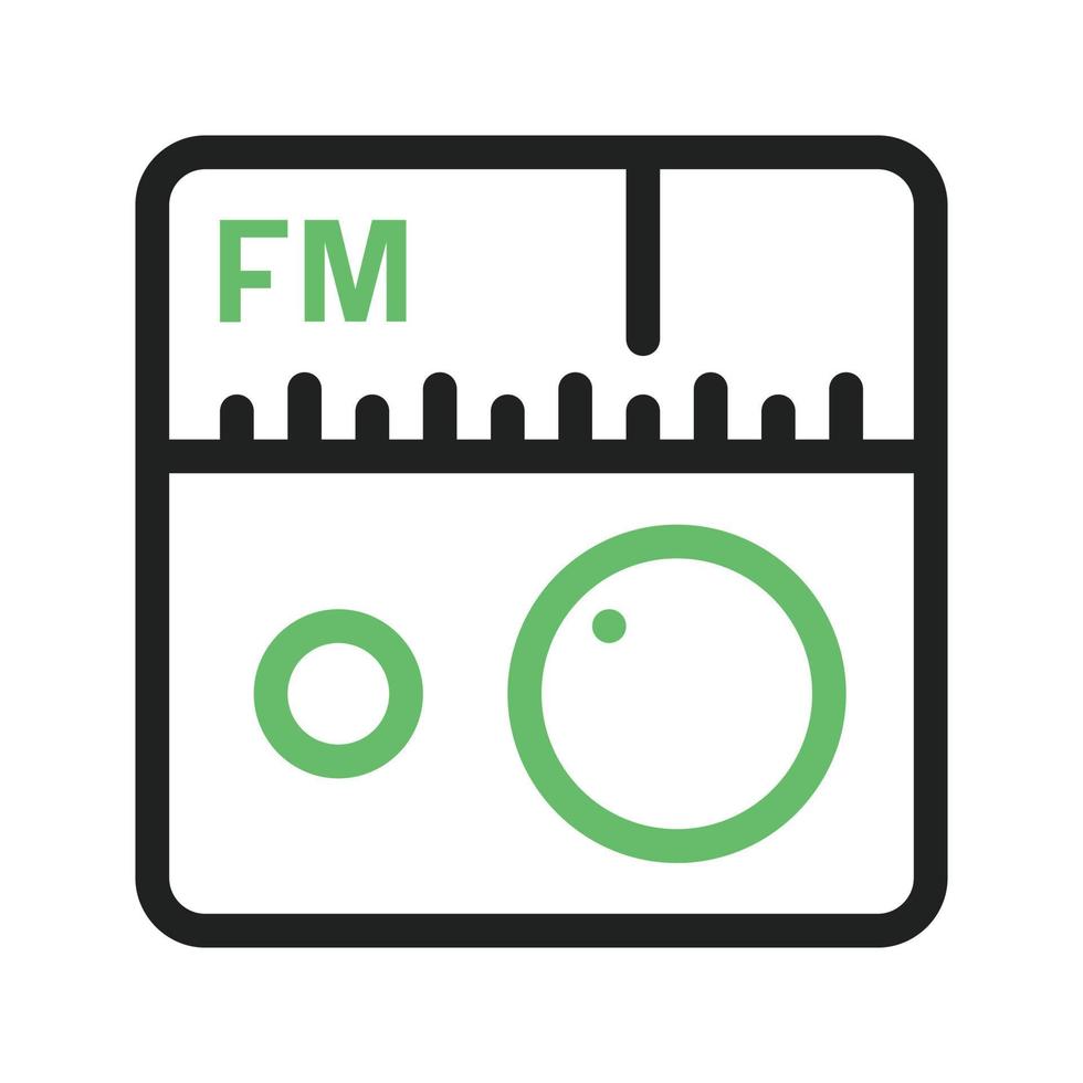 línea de radio fm icono verde y negro vector