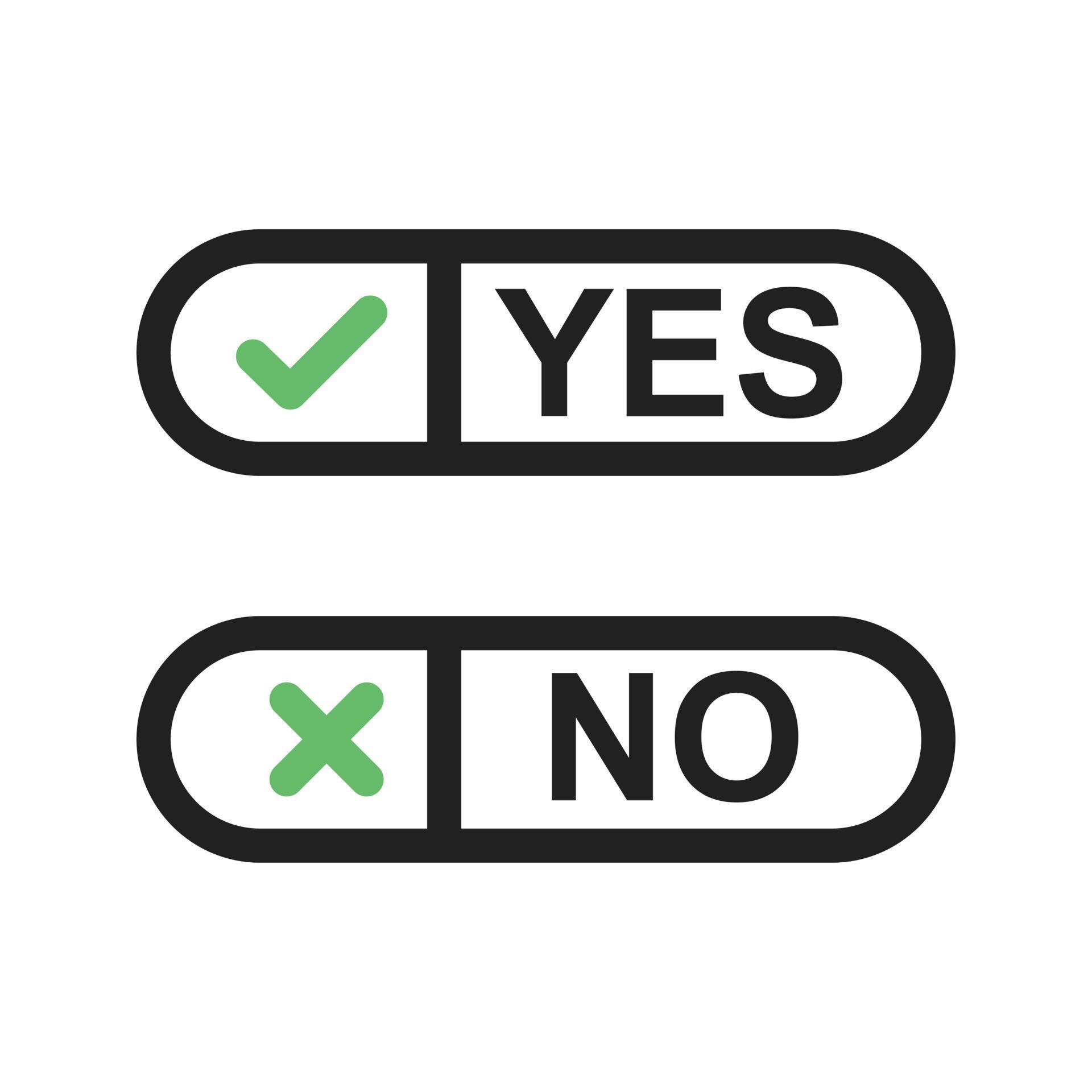 Yes No Option Line Green and Black Icon 9697116 Vector Art at Vecteezy