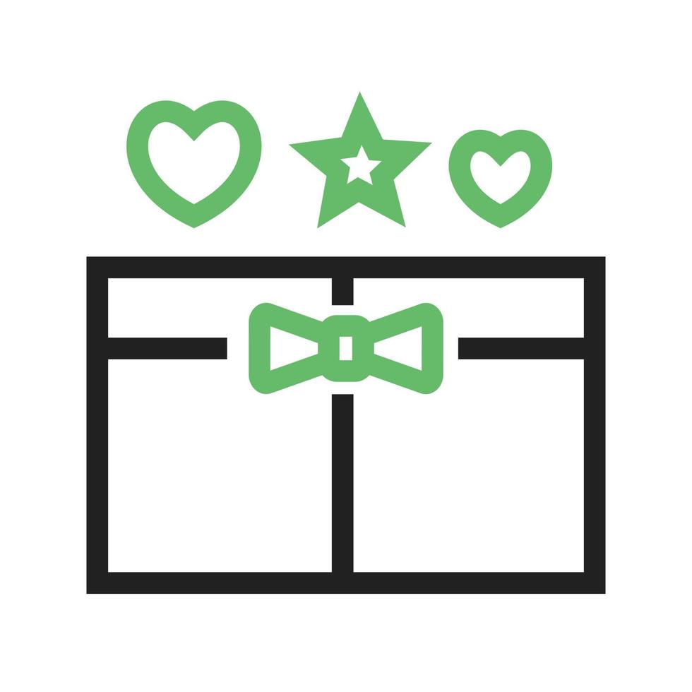 línea de regalo abierta icono verde y negro vector