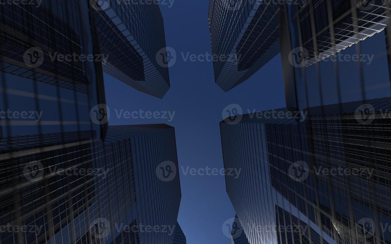 modern high-rise buildings against the sky. 3d illustration on the theme of business success and technology photo