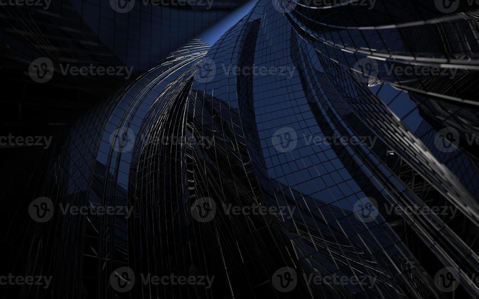 modern high-rise buildings against the sky. 3d illustration on the theme of business success and technology photo