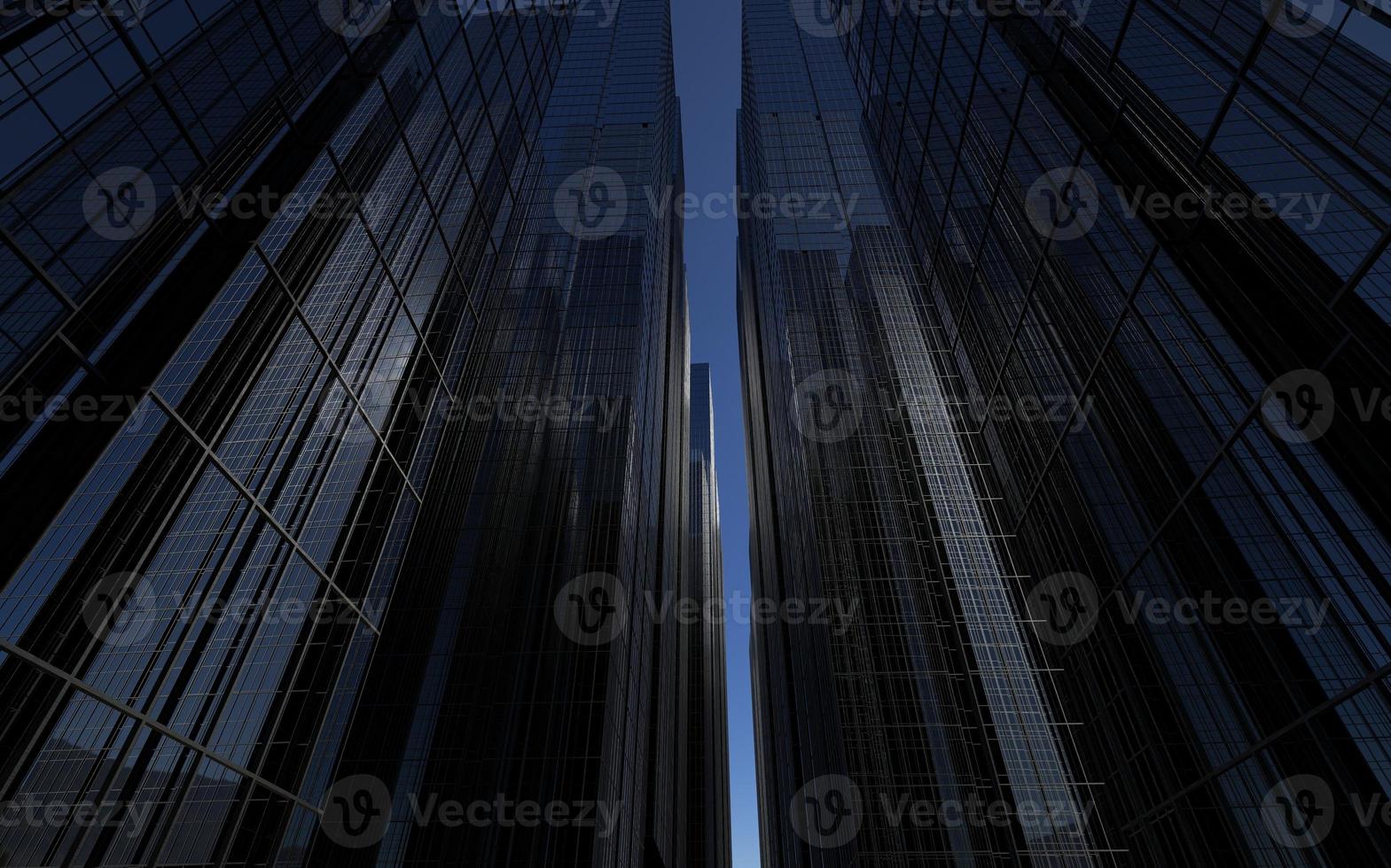 modern high-rise buildings against the sky. 3d illustration on the theme of business success and technology photo