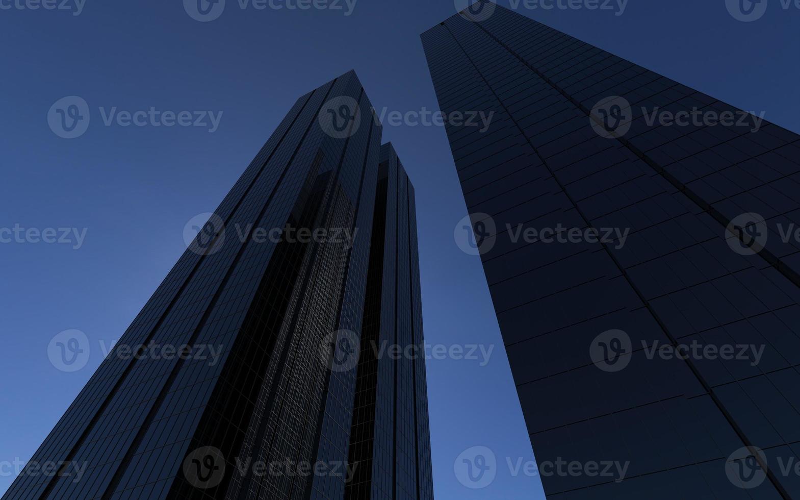 modern high-rise buildings against the sky. 3d illustration on the theme of business success and technology photo