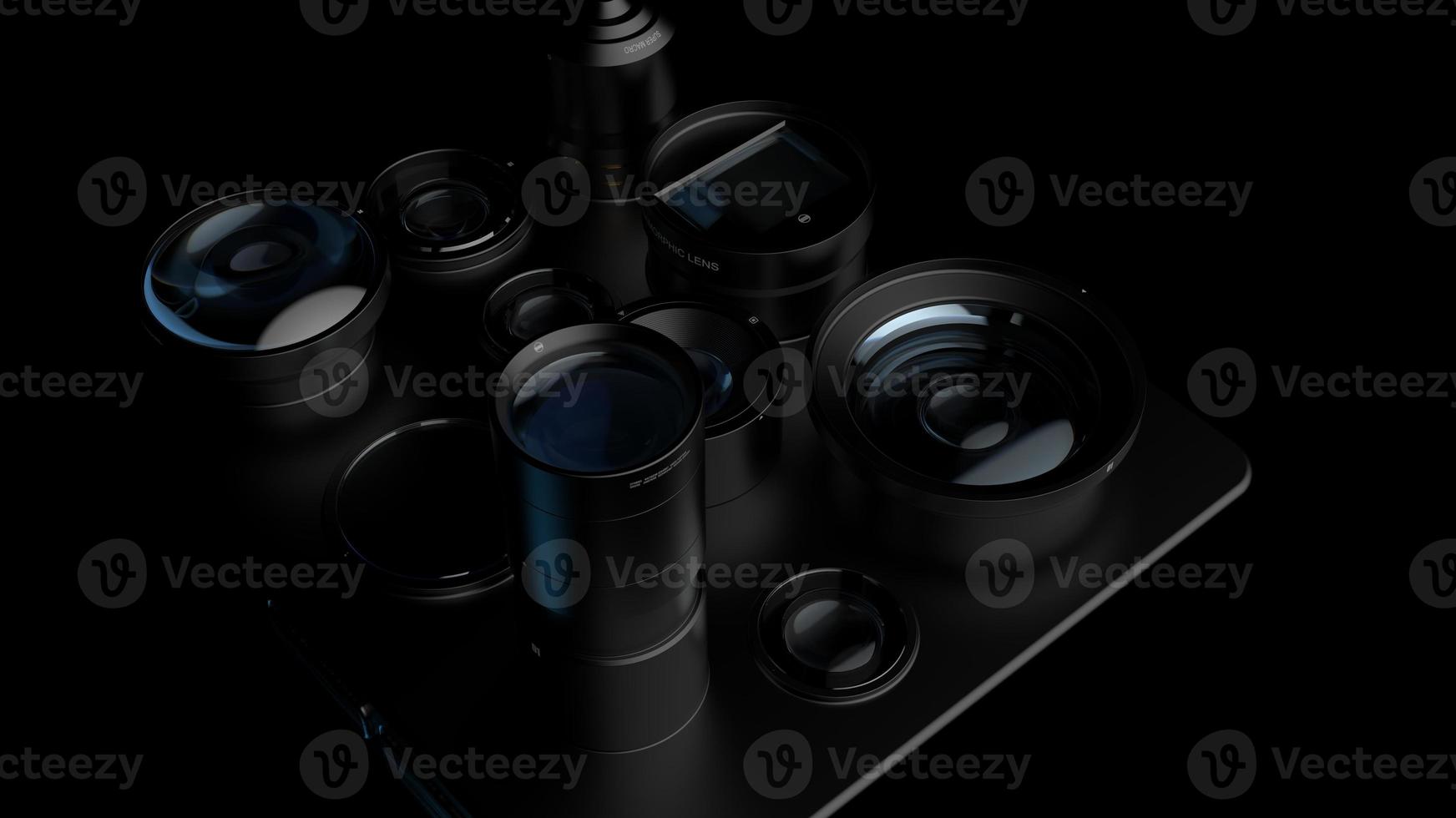 variety of lenses on your phone. an allegorical illustration of the variety and popularity of mobile photography technology photo