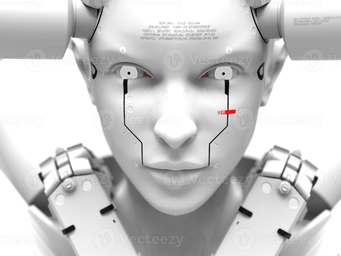 gente del futuro. Ilustración 3D sobre el tema de los robots. industria militar y juegos foto