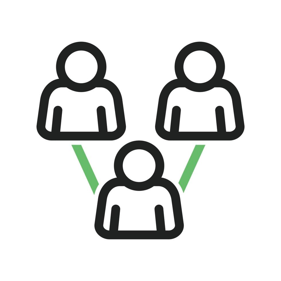 Connected Users II Line Green and Black Icon vector
