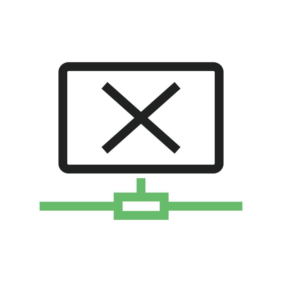 línea de red desconectada icono verde y negro vector