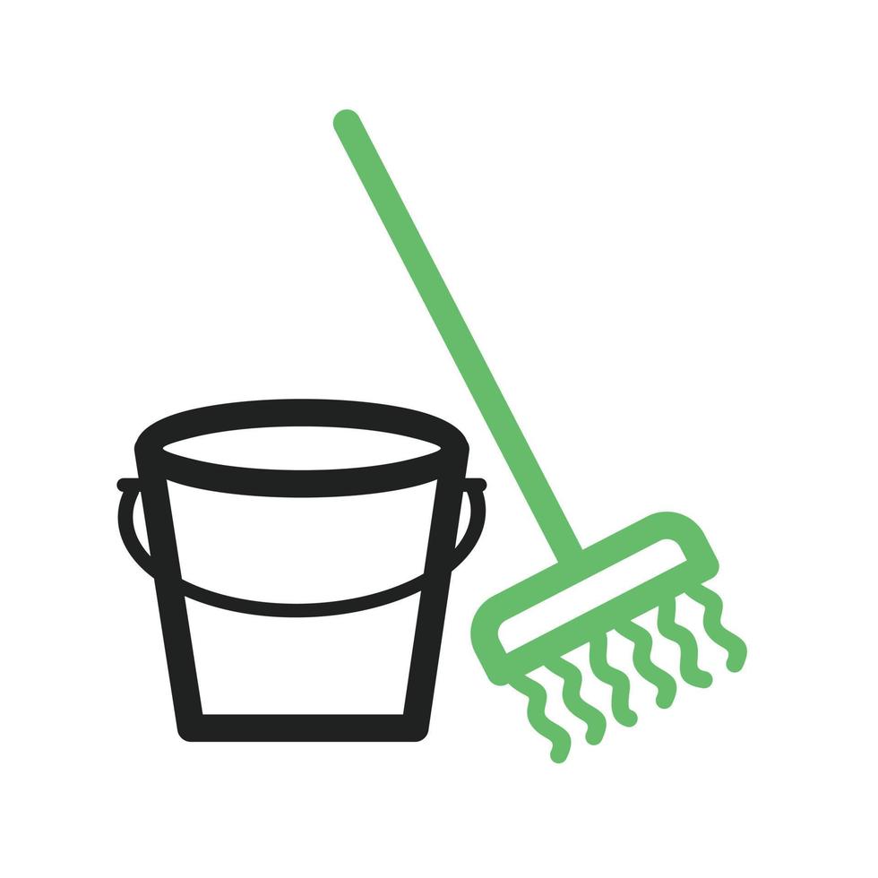 Mopping Line Green and Black Icon vector