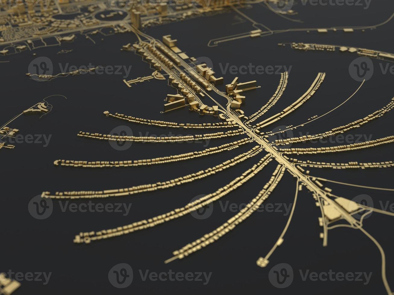 top view of the big city. illustration in casual graphic design. fragment of dubai 3d render photo