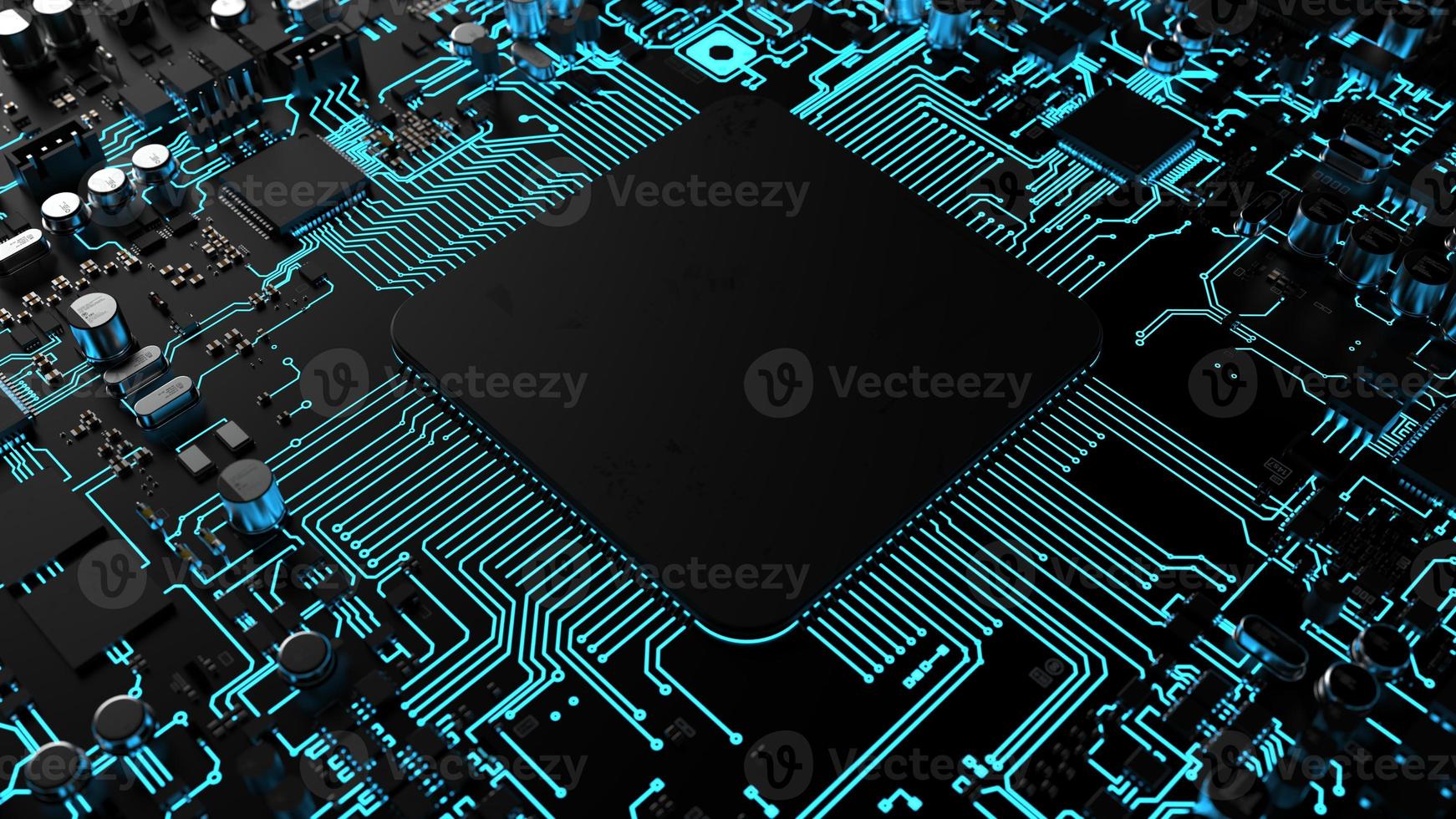 a fragment of computer hardware components. powerful cpu on a chip photo