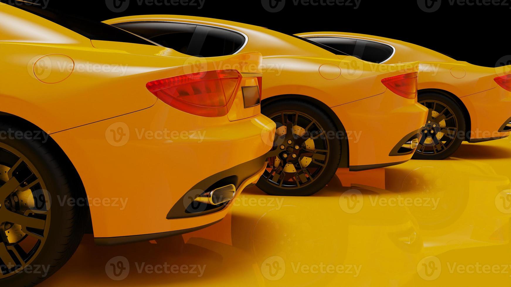 auto yellow. 3d illustration of fragments of vehicles on a white background. photo