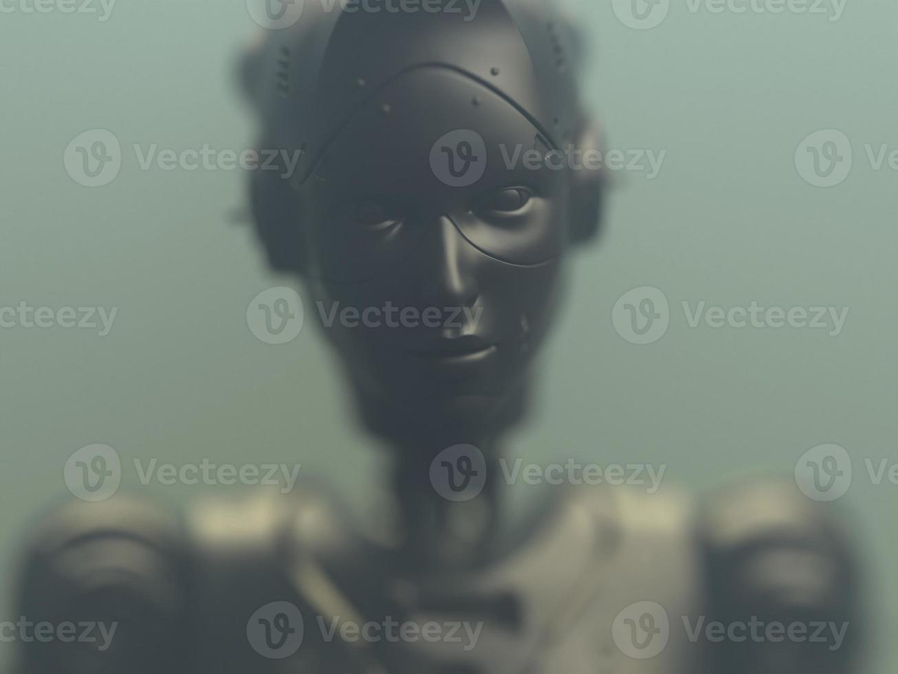 people of the future . 3d illustration on the theme of robots. military industry and games photo