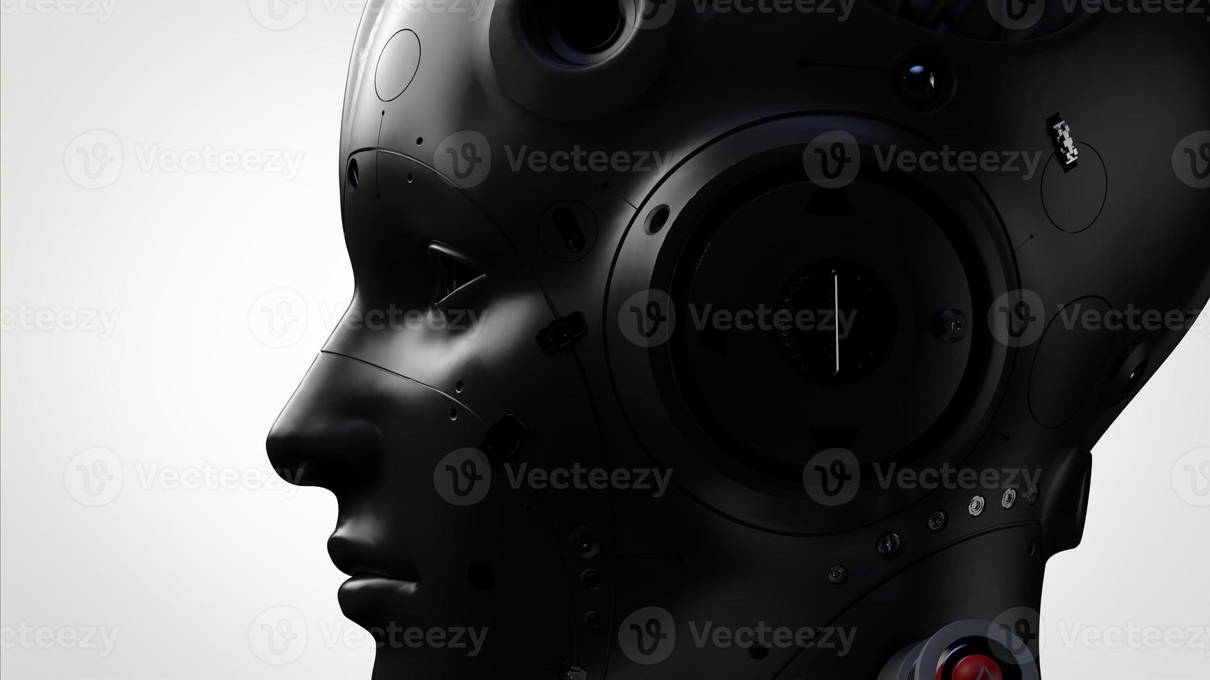 robot woman. close-up portrait. abstraction on the topic of technology and games. 3d illustration photo