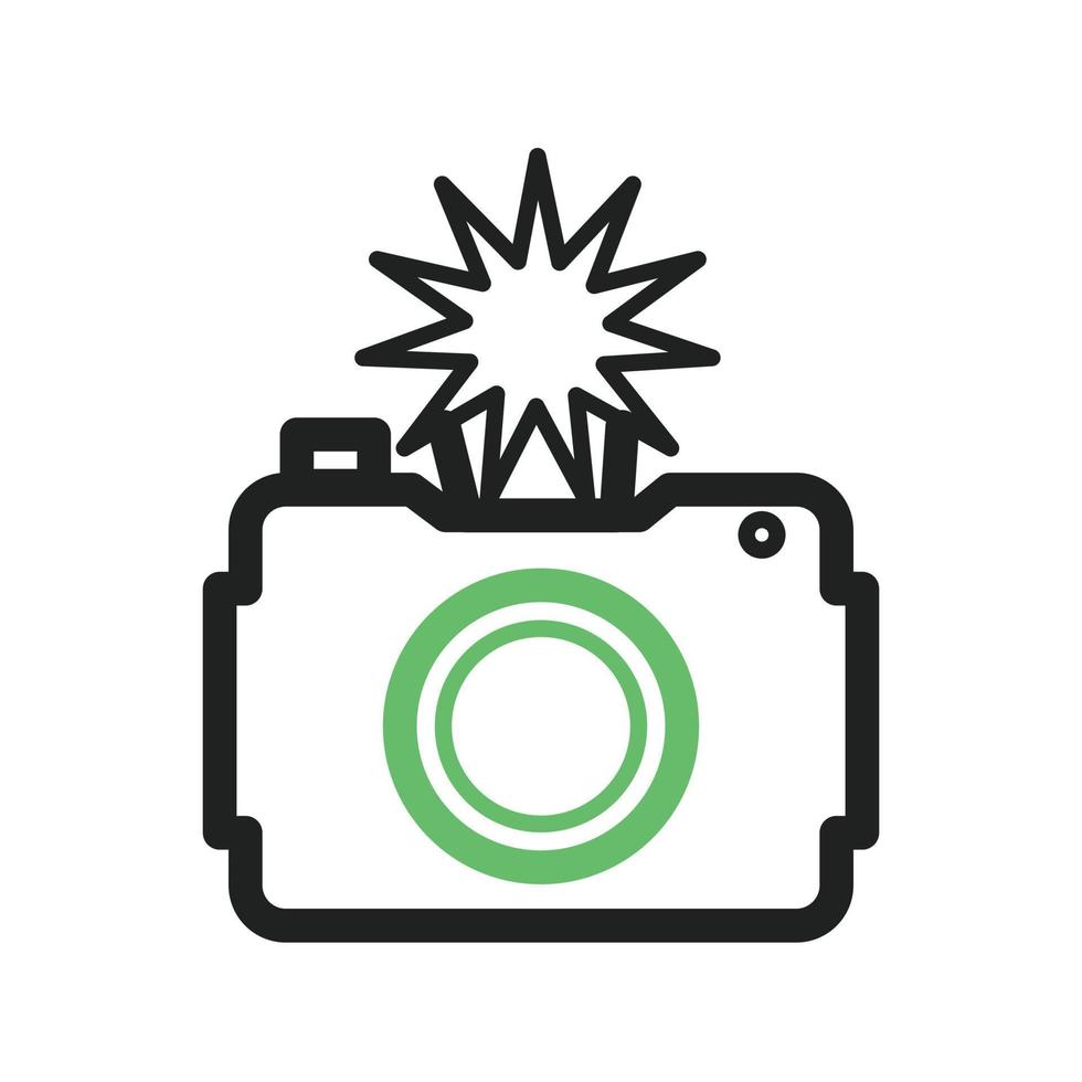 Camera Click Line Green and Black Icon vector