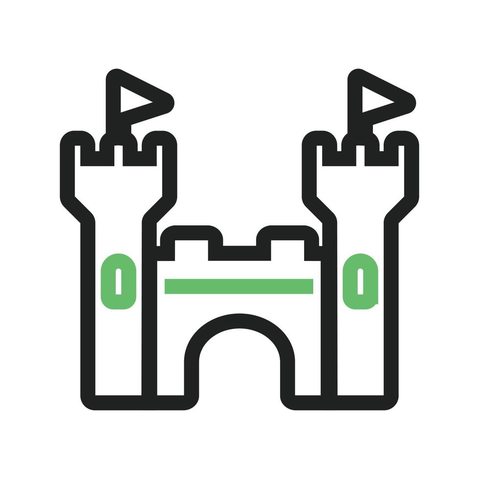 Castle II Line Green and Black Icon vector