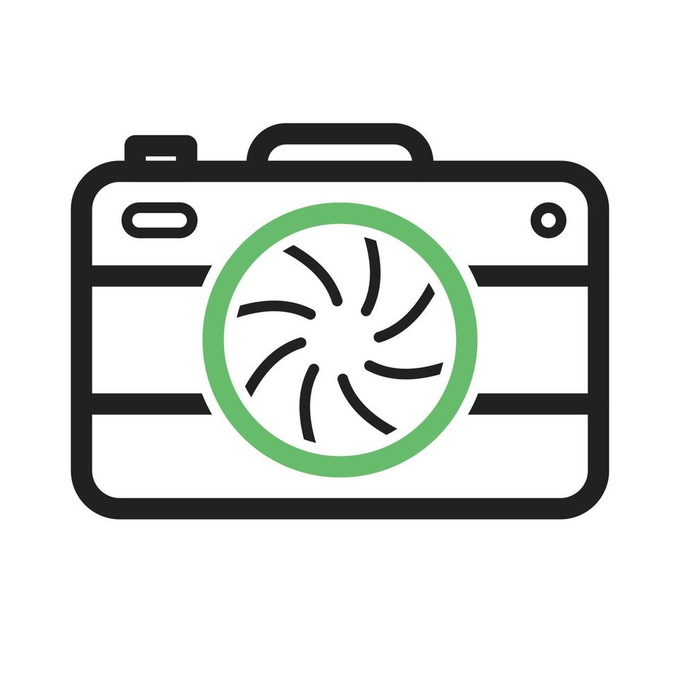 Camera I Line Green and Black Icon vector