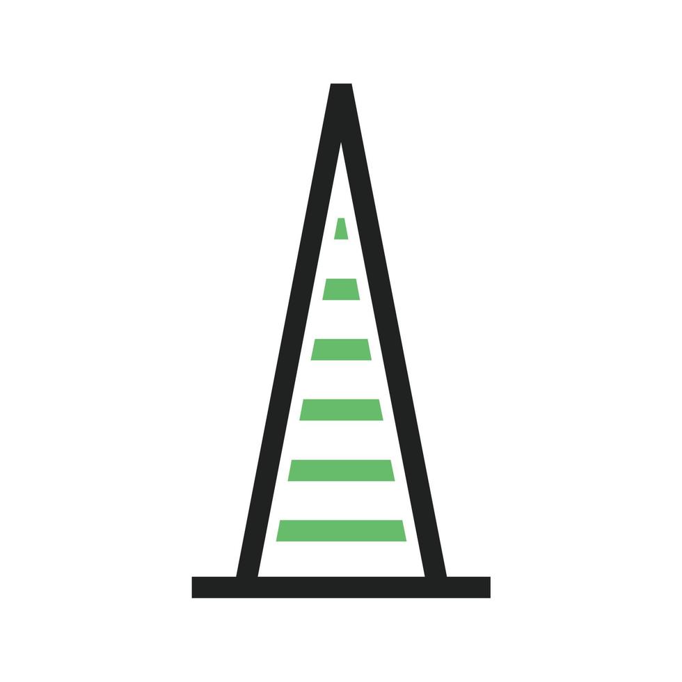 Construction Cone Line Green and Black Icon vector