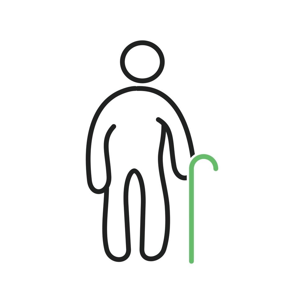 Old Man Line Green and Black Icon vector